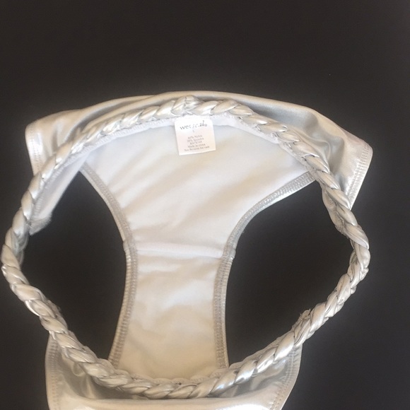 New Silver Wet Seal Swimsuit Bottom Braided Size L - Picture 5 of 8
